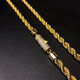 6mm Rope Chain Iced Lock - 14k