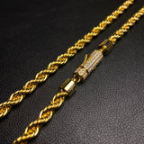 6mm Rope Chain Iced Lock - 14k