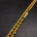 6mm Rope Chain Iced Lock - 14k