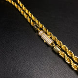 6mm Rope Chain Iced Lock - 14k