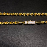 6mm Rope Chain Iced Lock - 14k